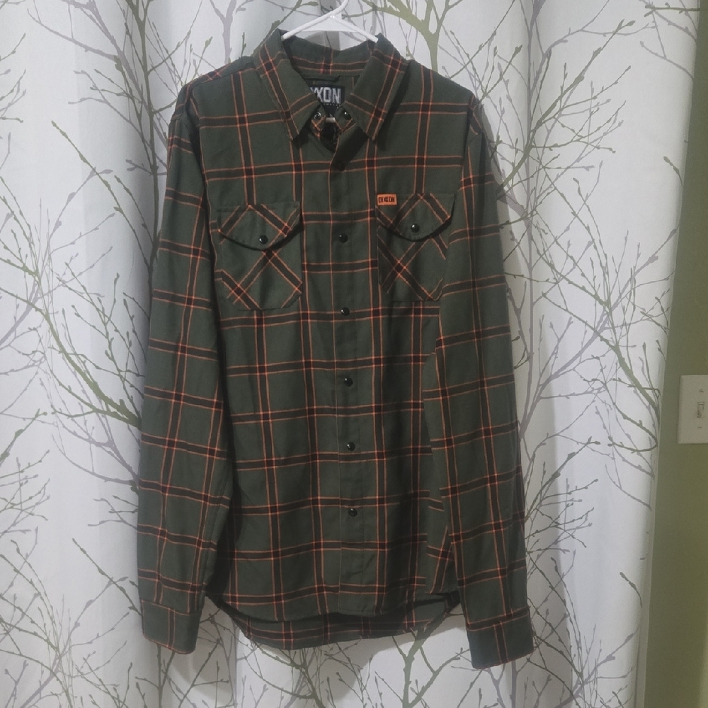 DIXXON Green and Orange Casual Button Down Shirt